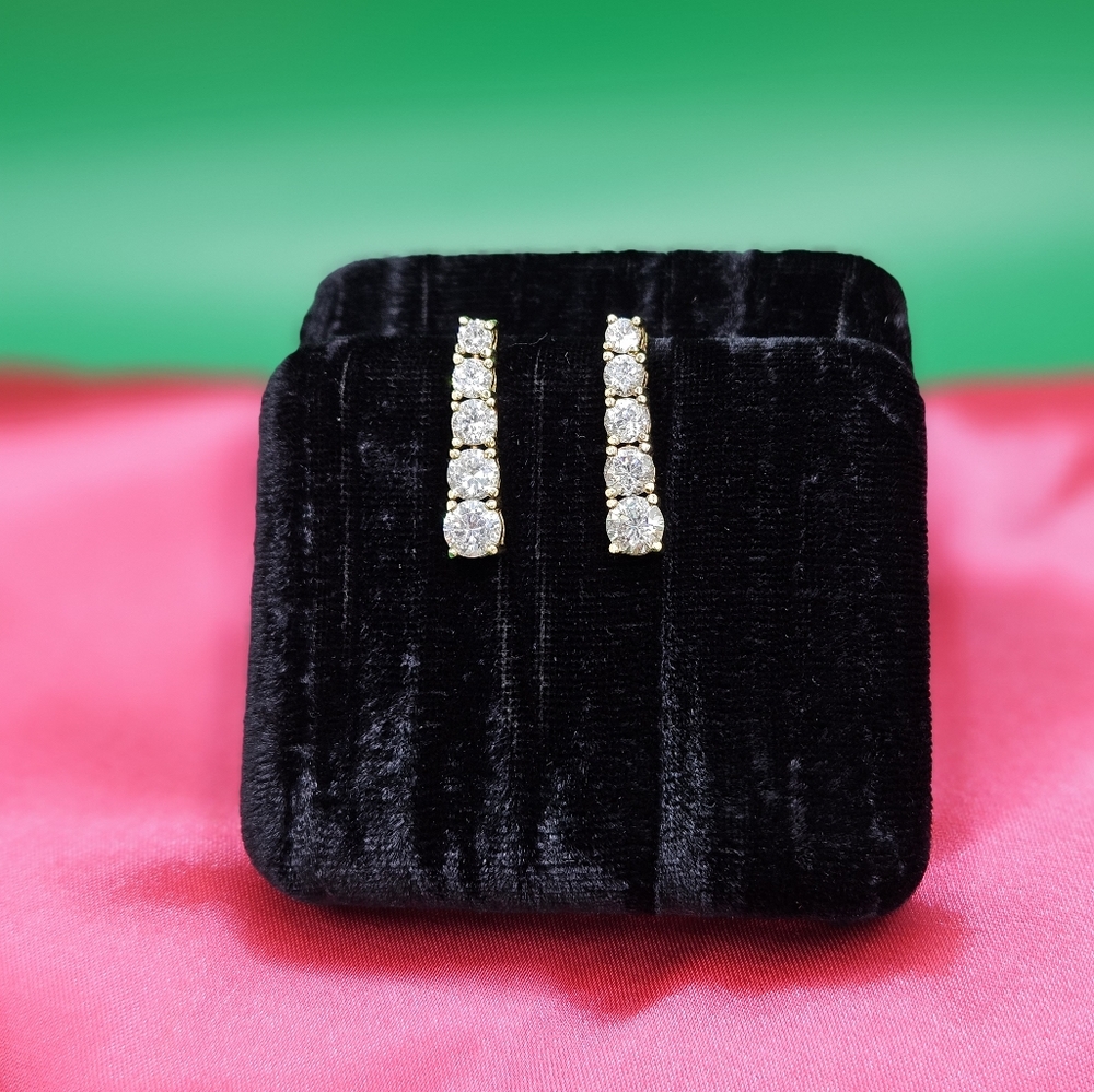 Crystal graduated stone earrings, set in 925 sterling CL gold tone